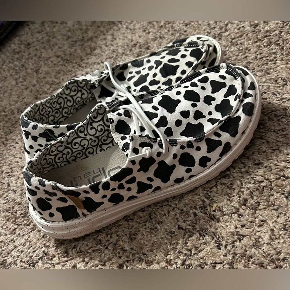 Cow Print Hey Dudes Womens